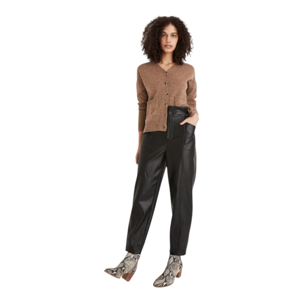 NEW Madewell Vegan Leather Pull-On Paperbag Pants - Picture 3 of 7